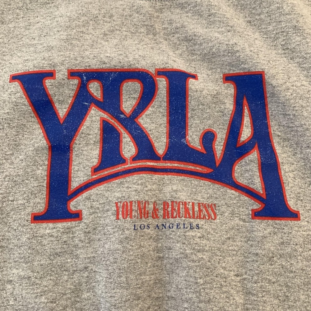 Young‎ & Reckless Sweatshirt Mens Small Gray YRLA Crewneck Pullover Los Angeles